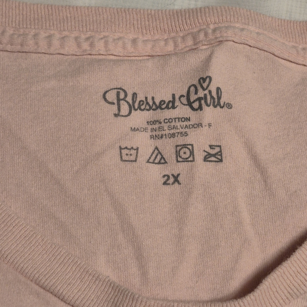 Blessed Girl Size 2X Pink Short Sleeve Tee - Picture 3 of 6